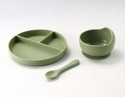 Sesuaikan Bayi Memberi Makan Silicone Perlengkapan Meja Set Dengan Silikon Bagian Plat Bib Selang Bowl Selang Bowl Plat