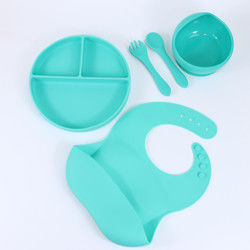 Sesuaikan Bayi Memberi Makan Silicone Perlengkapan Meja Set Dengan Silikon Bagian Plat Bib Selang Bowl Selang Bowl Plat