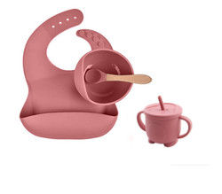 Non Toxic Silikon Baby Feeding Set Silikon Dummy Holder Silikon Bib Dan Plat Set Dengan Customise Logo