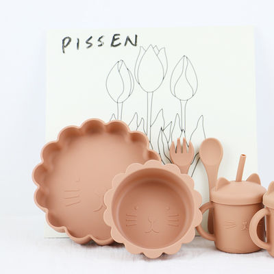 5 Pcs Non Slip Baby Feeding Silicone Set Tahan Air Bebas BPA Untuk Anak-anak