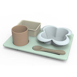 Peralatan Makan Silikon Multi Fungsional Set Unbreakable Untuk Anak Balita