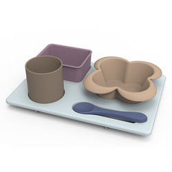 Peralatan Makan Silikon Multi Fungsional Set Unbreakable Untuk Anak Balita