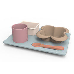 Peralatan Makan Silikon Multi Fungsional Set Unbreakable Untuk Anak Balita