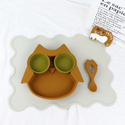 Brown Owl Style Silicone Suction Plate Untuk Balita Anak Multi Fungsional