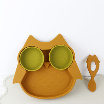 Brown Owl Style Silicone Suction Plate Untuk Balita Anak Multi Fungsional