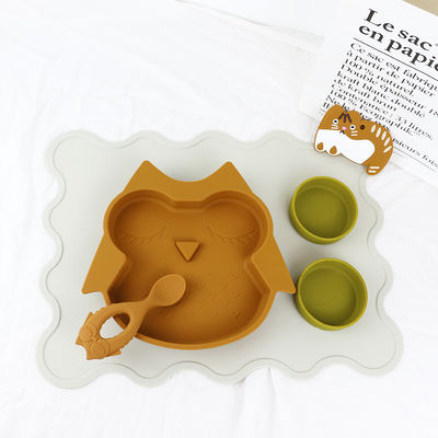 Brown Owl Style Silicone Suction Plate Untuk Balita Anak Multi Fungsional