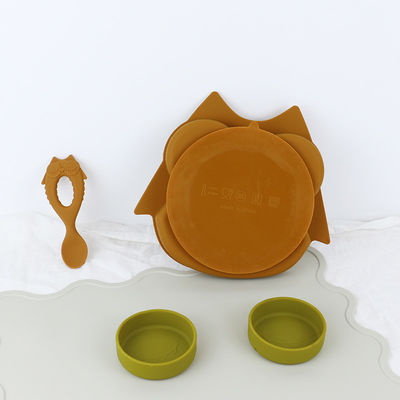 Brown Owl Style Silicone Suction Plate Untuk Balita Anak Multi Fungsional