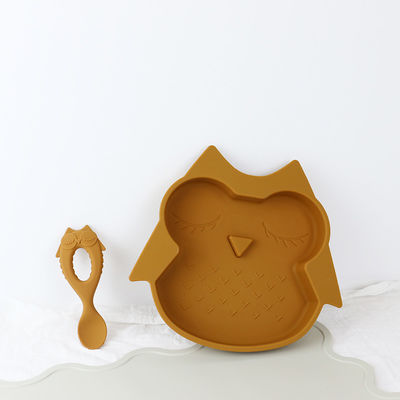 Brown Owl Style Silicone Suction Plate Untuk Balita Anak Multi Fungsional