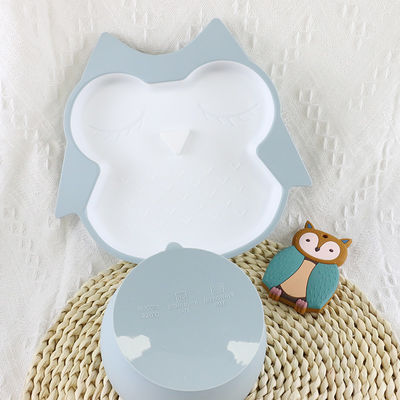 Bebas BPA Baby Silicone Feeding Plate Tahan Air Dengan Suction Bottom