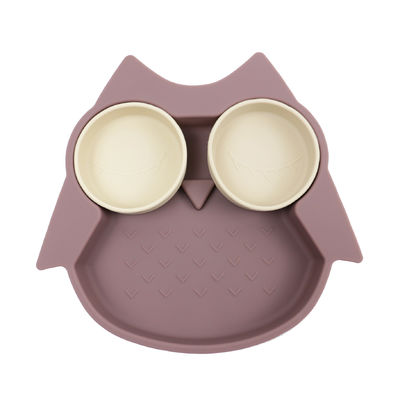 Owl Shape Silicone Baby Suction Plate Non Toxic Bebas BPA Dengan Warna Pantone
