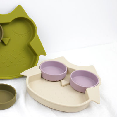 Owl Shape Silicone Baby Suction Plate Non Toxic Bebas BPA Dengan Warna Pantone