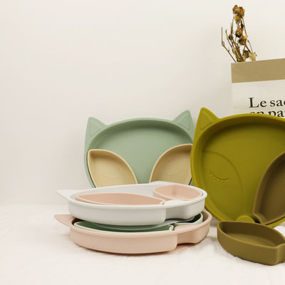 Ramah Lingkungan Bayi Silicone Suction Plate Set Peralatan Makan Silikon Untuk Pemberian Makan Balita