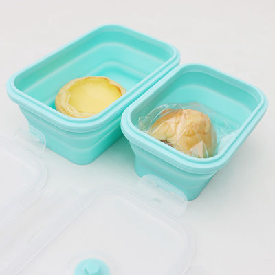 Food Grade Silicone Dilipat Kotak Makan Siang Dilipat Berkelanjutan Dengan Tutup