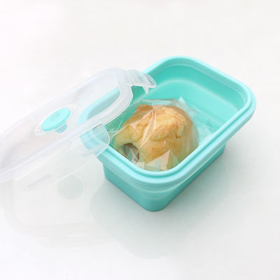 Food Grade Silicone Dilipat Kotak Makan Siang Dilipat Berkelanjutan Dengan Tutup