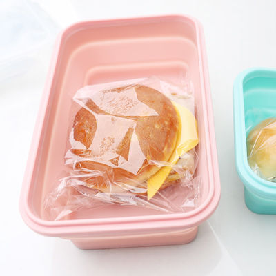 Food Grade Silicone Dilipat Kotak Makan Siang Dilipat Berkelanjutan Dengan Tutup