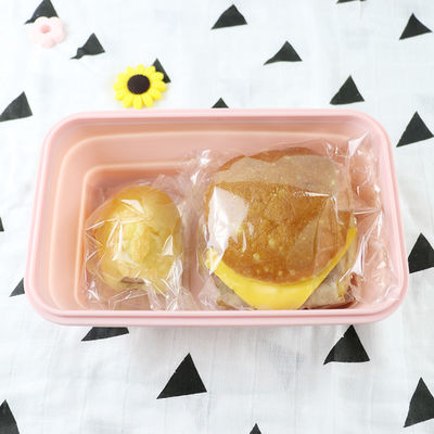 Food Grade Silicone Dilipat Kotak Makan Siang Dilipat Berkelanjutan Dengan Tutup