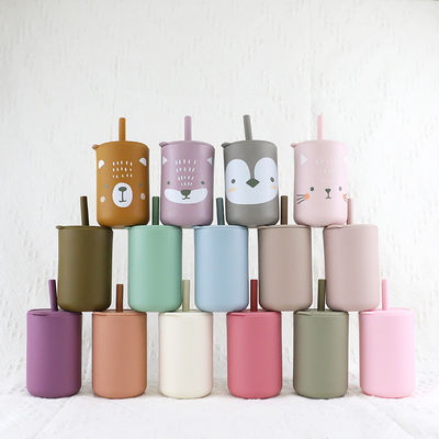 Non Slip Bebas BPA Kids Silicone Cup Set Tahan Air Untuk Bayi Kecil