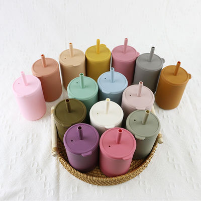 Non Slip Bebas BPA Kids Silicone Cup Set Tahan Air Untuk Bayi Kecil