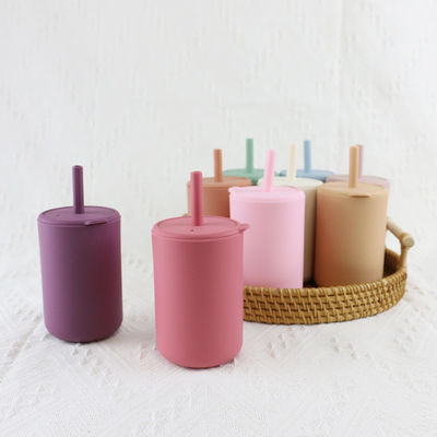 Non Slip Bebas BPA Kids Silicone Cup Set Tahan Air Untuk Bayi Kecil
