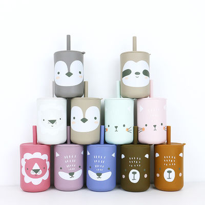 Bebas BPA Straw Cup Silicone Coffee Mug Untuk Minum Anak Balita