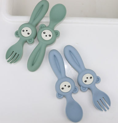 Garpu dan Sendok Silikon Gaya Panda Lucu Lembut Untuk Bayi Anak