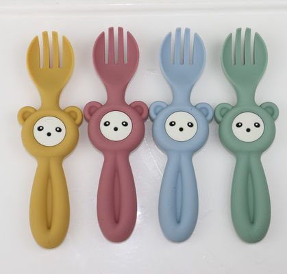 Garpu dan Sendok Silikon Gaya Panda Lucu Lembut Untuk Bayi Anak