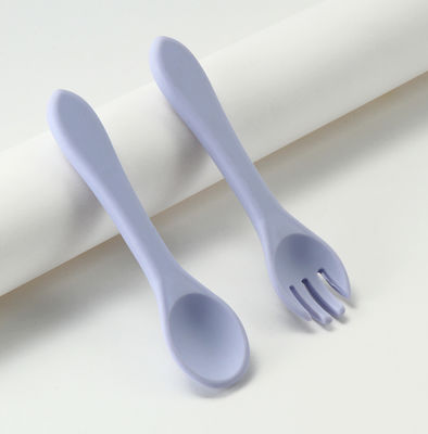 Garpu dan Sendok Silikon Kustom, Set Makanan Bayi Silikon Untuk Pelatihan Penyapihan Balita