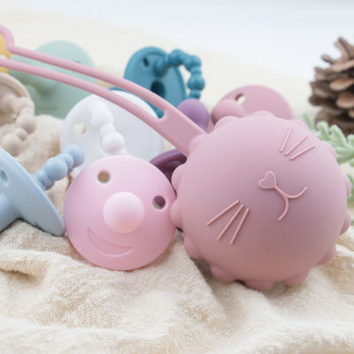 Cat Kitty Shape Silicone Pacifier Case pouch holder Untuk Dot Bayi Balita Tumbuh Gigi