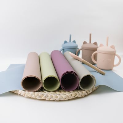 Bebas BPA Non Slip Kids Silicone Placemat Colorful Dengan Logo Disesuaikan table mat desk mat