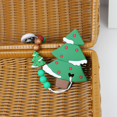 Teether Pohon Natal Silikon DIY, Manik-manik Karet Lembut Aman Untuk Tumbuh Gigi