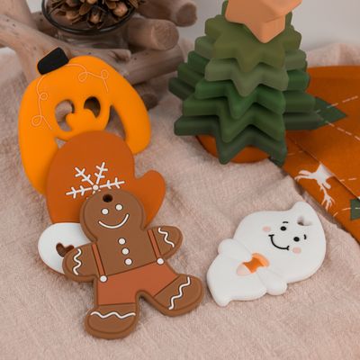 Teether Silicone Kustom Berwarna-warni, Teether Manusia Gingerbread Ramah Lingkungan Untuk Bayi