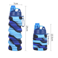 Botol Air Silikon Dilipat BPA Gratis Untuk Olahraga Luar Ruangan Kapasitas 500ml