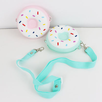 Bentuk Donat Tas Crossbody Silikon Custom Made Dengan Ritsleting OEM ODM