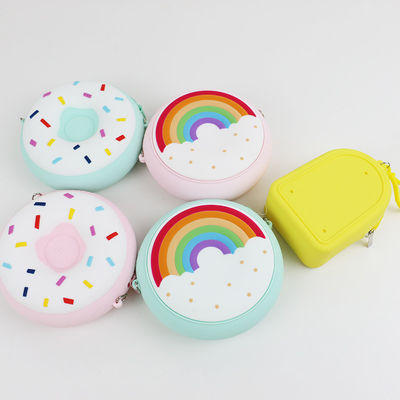 Bentuk Donat Tas Crossbody Silikon Custom Made Dengan Ritsleting OEM ODM