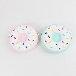 Bentuk Donat Tas Crossbody Silikon Custom Made Dengan Ritsleting OEM ODM