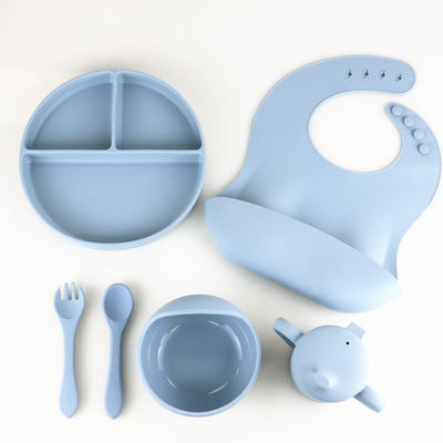 Bebas BPA Safety Silicone Dining Set, Set Mangkuk Dan Sendok Silikon OEM