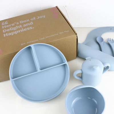 Bebas BPA Safety Silicone Dining Set, Set Mangkuk Dan Sendok Silikon OEM