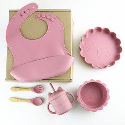 Grosir Bayi Geschirr Led Menyapih Silikon Bib Sendok Mangkuk Sendok Mangkuk Piring Silikon Makan Bayi Peralatan Makan Set Produk