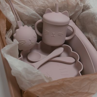 Grosir Bayi Geschirr Led Menyapih Silikon Bib Sendok Mangkuk Sendok Mangkuk Piring Silikon Makan Bayi Peralatan Makan Set Produk