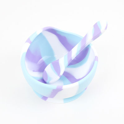 Warna Gradien Cantik Set Makan Malam Silikon Anti Slip Tak Terkoyak Silikon Suction Plate Mangkuk Set Makanan