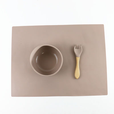 Set Peralatan Makan Silikon Food Grade, Pelat Terbagi Hisap Silikon Tahan Air