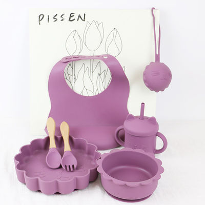 1Set 8 Pcs Set Makan Bayi Silikon Berkelanjutan Warna Pantone