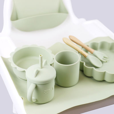 1Set 8 Pcs Set Makan Bayi Silikon Berkelanjutan Warna Pantone