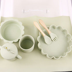 1Set 8 Pcs Set Makan Bayi Silikon Berkelanjutan Warna Pantone