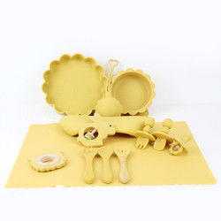 1Set 8 Pcs Set Makan Bayi Silikon Berkelanjutan Warna Pantone