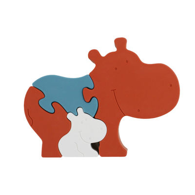 Food Grade Silicone Baby Jigsaw Puzzle Bebas BPA Bentuk Hippo Ramah Lingkungan