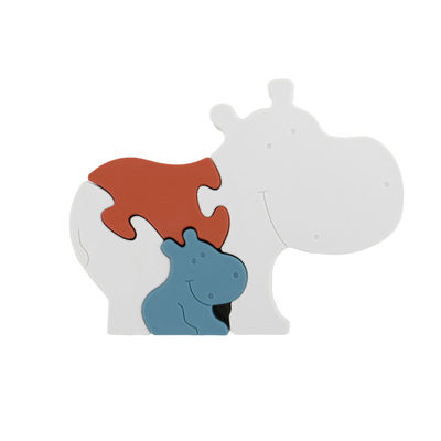 Food Grade Silicone Baby Jigsaw Puzzle Bebas BPA Bentuk Hippo Ramah Lingkungan