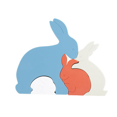 Kelinci Kelinci Silicone Balita Jigsaw Puzzle Ramah Lingkungan Untuk Bayi
