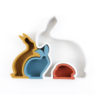 Kelinci Kelinci Silicone Balita Jigsaw Puzzle Ramah Lingkungan Untuk Bayi