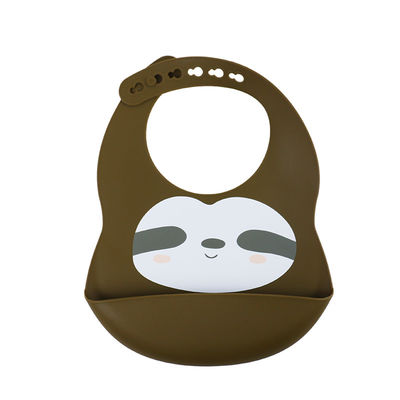 Pantone Color Baby Silicone Bib Custom Dengan Cute Animal Sloth Printing